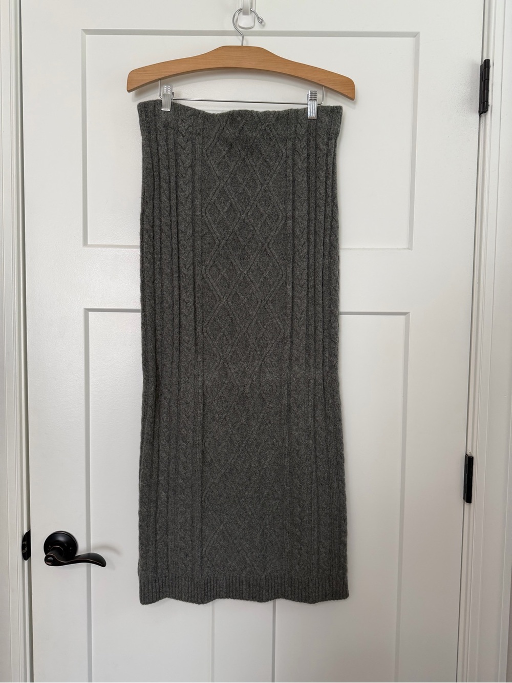 Lauren Ralph Lauren Cashmere Blend Cable Knit Maxi Sweater Skirt Gray M - Picture 7 of 8